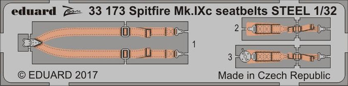 Eduard - 1/32 Spitfire Mk.IXc Seatbelts STEEL (Color photo-etched) (for Revell) 33173