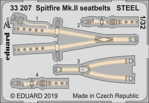 Eduard - 1/32 Spitfire Mk.II Seatbelts STEEL  (Color photo-etched) (for Revell) 33207