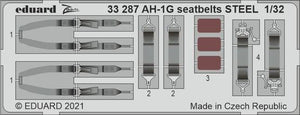 Eduard - 1/32 AH-1G Seatbelts STEEL (Color photo-etched) (for ICM) 33287