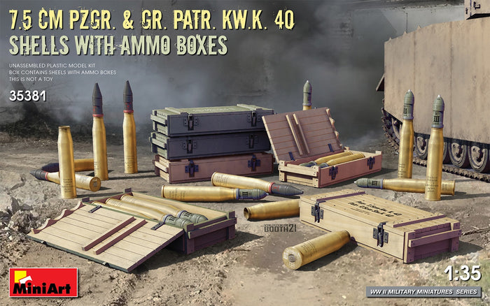 Miniart - 1/35 7.5 Cm Pzgr & Gr.Patr. Shells w/ Ammo Boxes