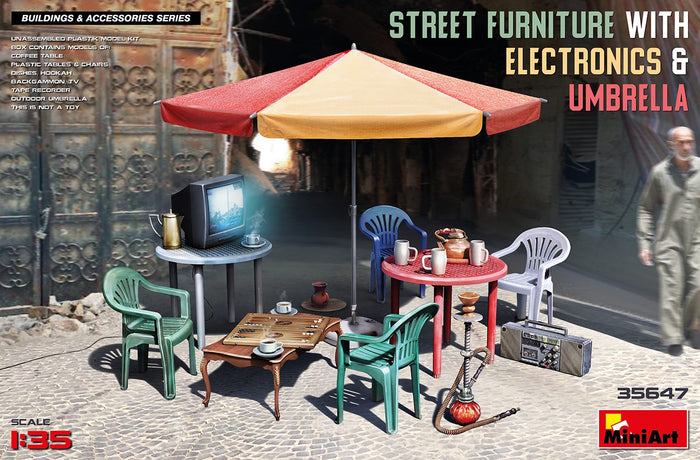 Miniart - 1/35 Street Furniture with Electronics & Umbrella