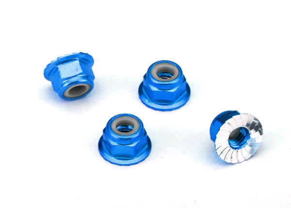 Traxxas - 1747R - Nuts 4mm Flanged (Blue-Anodized) (SL4x4)