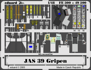 Eduard - 1/48 JAS-39 Gripen (Color Photo-etched) (for Italeri) FE300
