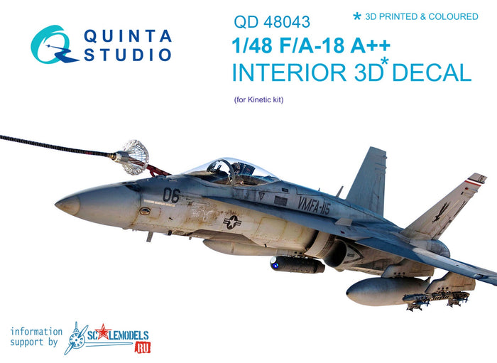 Quinta Studio QD48043 - 1/48 F/A-18A++  3D-Coloured Interior (for Kinetic)