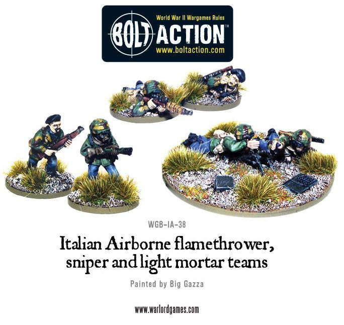 Warlord - Bolt Action  Italian Airborne flamethrower, sniper and light mortar teams
