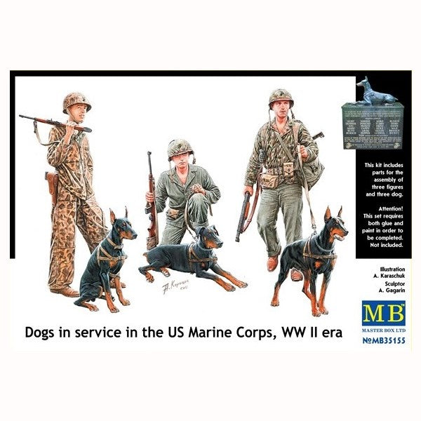 Master Box - 1/35 US Marines Service Dogs WWII