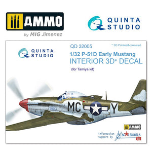 Quinta Studio QD32005 - 1/32 P-51D (Early)  3D-Coloured Interior (for Tamiya)
