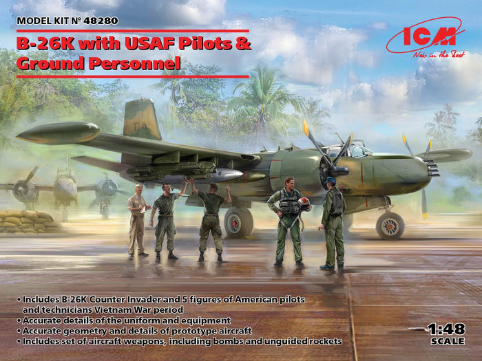 ICM - 1/48 B-26K Counter Invader w/USAF Pilots & Ground Personnel