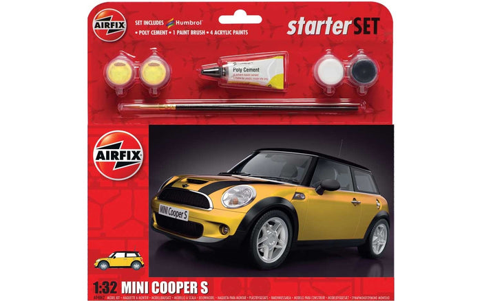 Airfix - 1/32 Mini Cooper S -Yellow (Starter Set Incl.Paint)