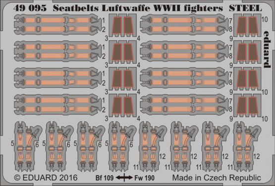 Eduard - 1/48 Seatbelts Luftwaffe WWII fighters STEEL (Color photo-etched) 49095