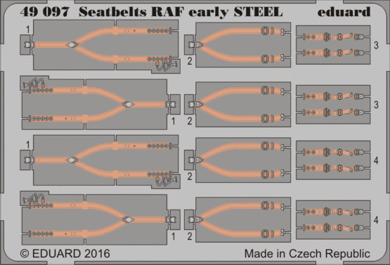 Eduard - 1/48 Seatbelts RAF early STEEL (Color photo-etched) 49097