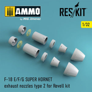 Reskit - 1/32 F-18 SUPER HORNET Type 2 Exhaust Nozzles for Revell (RSU32-0003)
