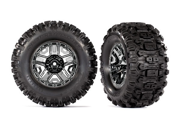 Traxxas - 9072 - Tyre & Wheel Assy (Black/Chrome) Sledgehammer