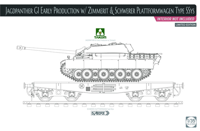 Takom - 1/35 Jagdpanther G1 Early w/Zimmerit & Schwerer Plattformwagen Type SSys (Interior Not Included)