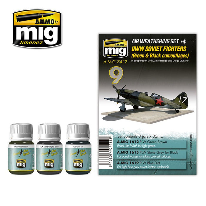 AMMO - 7422 WWII Soviet Airplanes (Green & Black Camo) (Air Weathering Set)