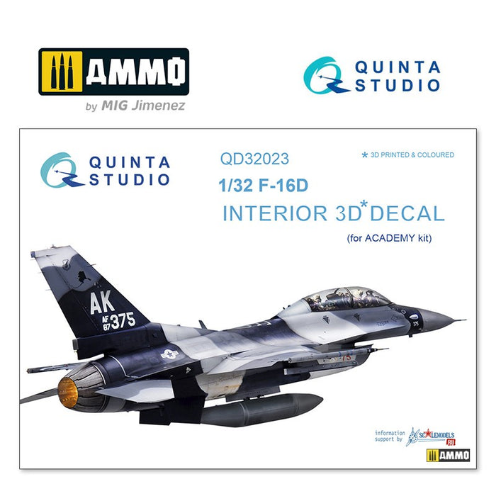 Quinta Studio QD32023 - 1/32 F-16D  3D-Coloured Interior (for Academy)