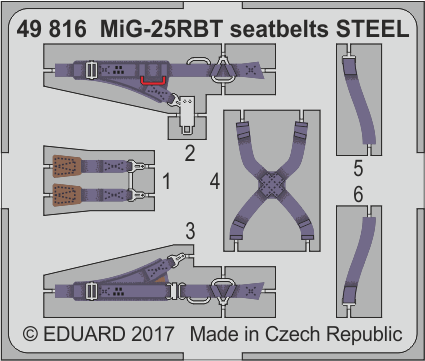 Eduard - 1/48 MiG-25RBT Seatbelts STEEL (Color Photo-etched)(for ICM) 49816