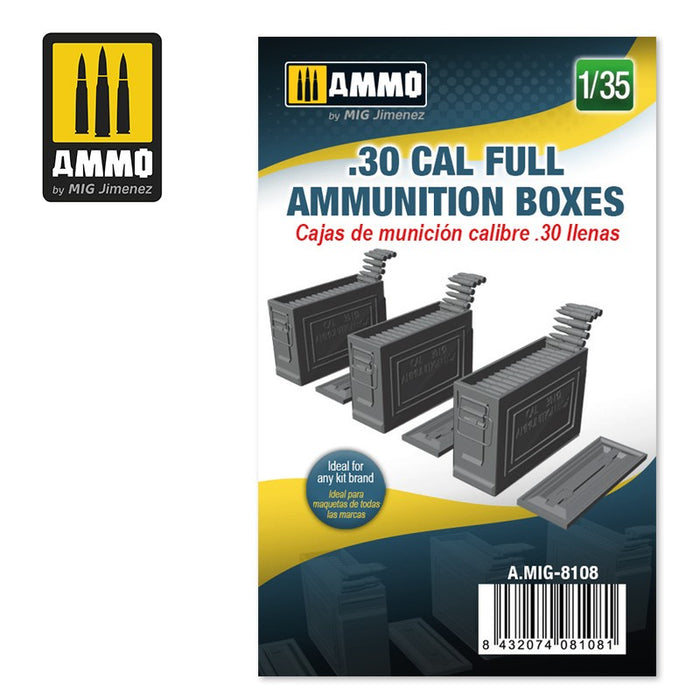 AMMO 8108 - 1/35 .30 Cal Full Ammunition Boxes (Resin)