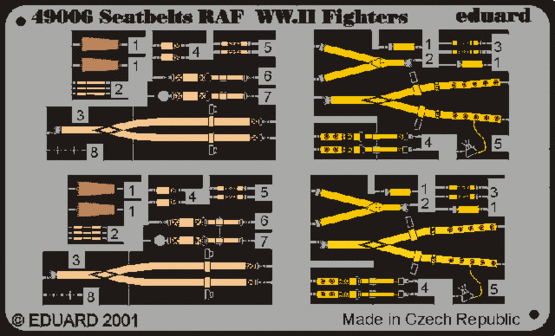 Eduard - 1/48 Seatbelts RAF WWII (Color Photo-etched) 49006