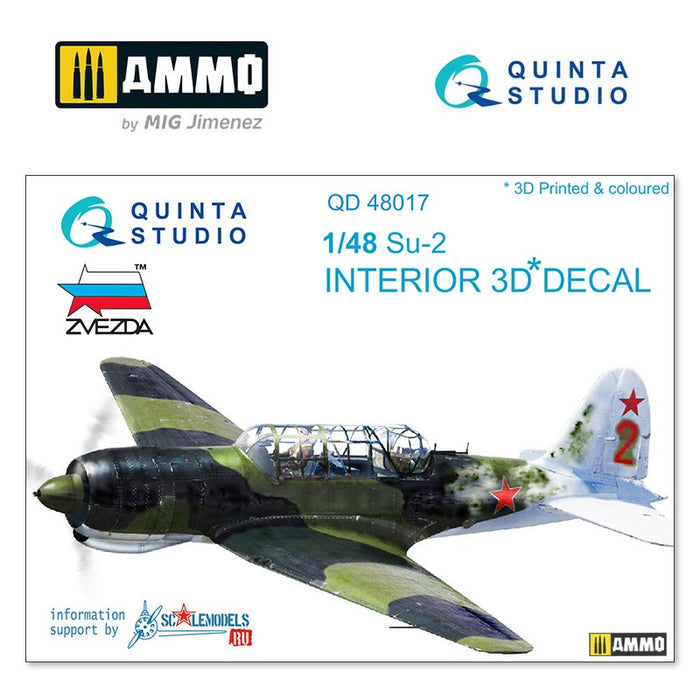 Quinta Studio QD48017 - 1/48 Su-2  3D-Coloured Interior (for Zvezda)