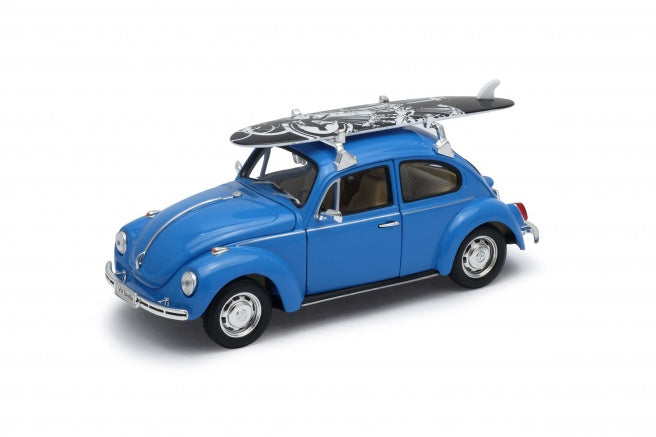 Welly - 1/24 Volkswagen Beetle Hard Top W/Surfboard (Blue)