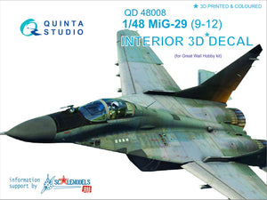 Quinta Studio QD48008 - 1/48 MiG-29 (9-12)  3D-Coloured Interior (for GWH)
