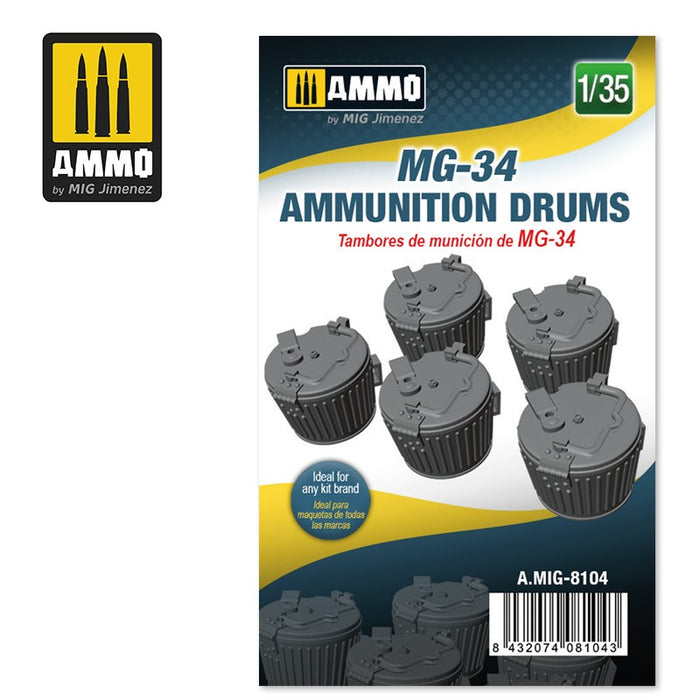 AMMO 8104 - 1/35 MG-34 Ammunition Drums (Resin)