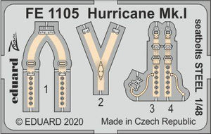 Eduard - 1/48 Hurricane Mk.I Seatbelts STEEL (Color Photo-etched)(for Airfix) FE1105