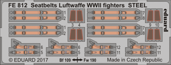 Eduard - 1/48 Seatbelts Luftwaffe WWII fighters STEEL (Color Photo-etched) FE812