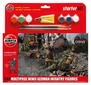 Airfix - 1/32 WWII German Infantry Multi-Pose (Starter Set Incl.Paint)