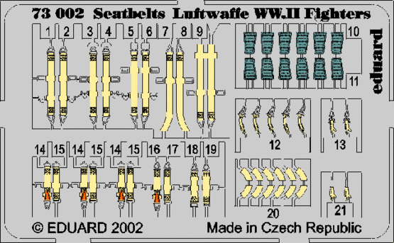 Eduard - 1/72 Seatbelts Luftwaffe WWII Fighters (Color photo-etched) 73002