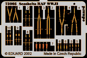 Eduard - 1/72 Seatbelts RAF WWII (Color photo-etched) 73005