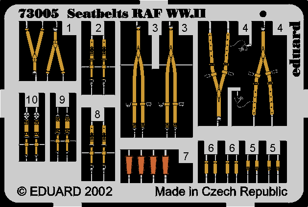 Eduard - 1/72 Seatbelts RAF WWII (Color photo-etched) 73005