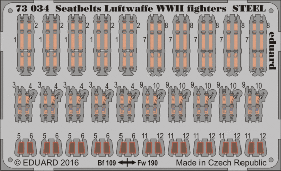 Eduard - 1/72 Seatbelts Luftwaffe WWII fighters STEEL (Color photo-etched) 73034