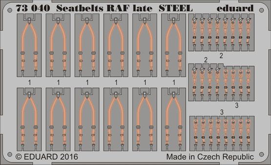 Eduard - 1/72 Seatbelts RAF late STEEL (Color photo-etched) 73040