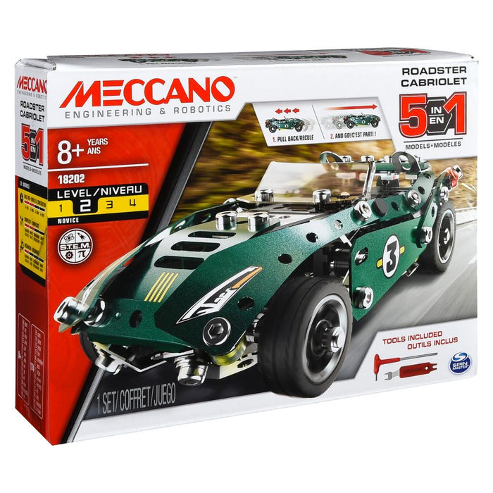 Meccano - Roadster 5-in-1 Model Set (Pull Back Car)