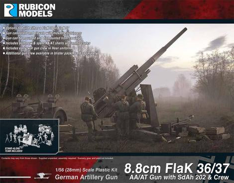 Rubicon Models - 1/56 8.8cm FlaK 36/37 AA/AT Gun with SdAh 202 & Crew
