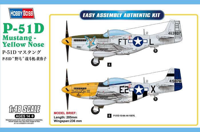 Hobby Boss - 1/48 P-51D Mustang - Yellow Nose 85808