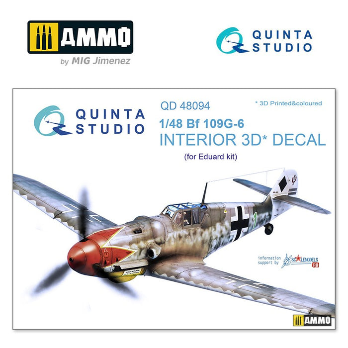 Quinta Studio QD48094 - 1/48 Bf 109G-6  3D-Coloured Interior (for Eduard)