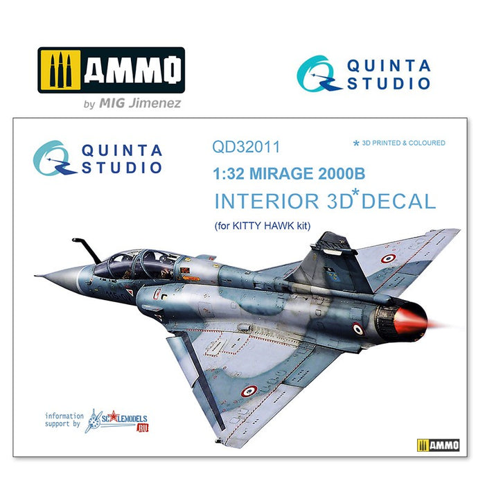 Quinta Studio QD32011 - 1/32 Mirage 2000B  3D-Coloured Interior (for Kitty Hawk)