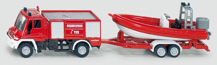 Siku - Mercedes-Benz Unimog Fire Engine W/ Boat DT