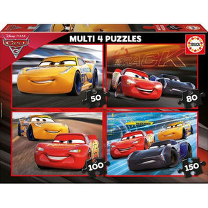 Educa - Multi 4 Puzzles - Cars 3 (50-80-100-150pcs)