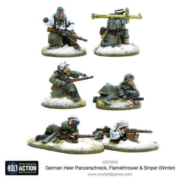 Warlord - Bolt Action  German Heer Panzerschreck & Flamethrower & Sniper teams (Winter)