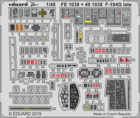 Eduard - 1/48 F-104G Late (Color Photo-etched)(for Kinetic) FE1038