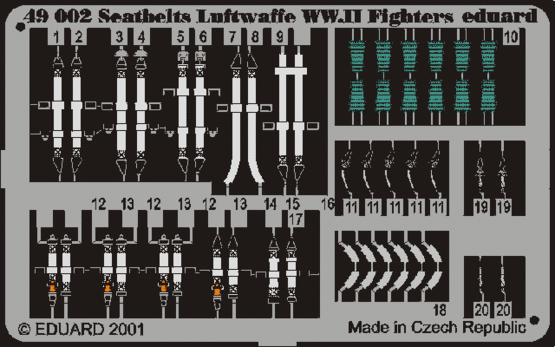 Eduard - 1/48 Seatbelts Luftwaffe WWII Fighters (Color Photo-etched) 49002