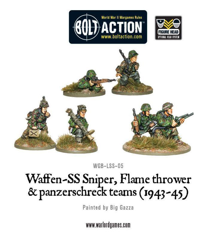 Warlord - Bolt Action  Waffen-SS Sniper & Flamethrower & Panzerschreck teams
