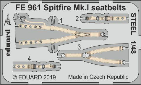 Eduard - 1/48 Spitfire Mk.I Seatbelts STEEL (Color Photo-etched)(for Tamiya) FE961