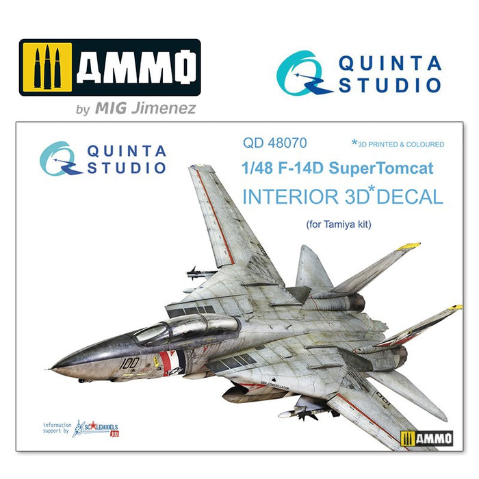 Quinta Studio QD48070 - 1/48 F-14D  3D-Coloured Interior (for Tamiya)
