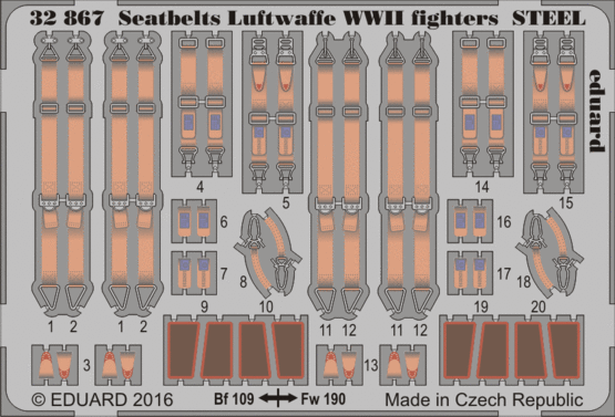 Eduard - 1/32 Seatbelts Luftwaffe WWII fighters (Color Photo-etched) 32867