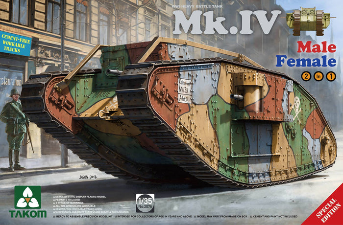 Takom - 1/35 WWI Tank Mk.IV 2-in-1 (Special Ed. cement-free tracks)
